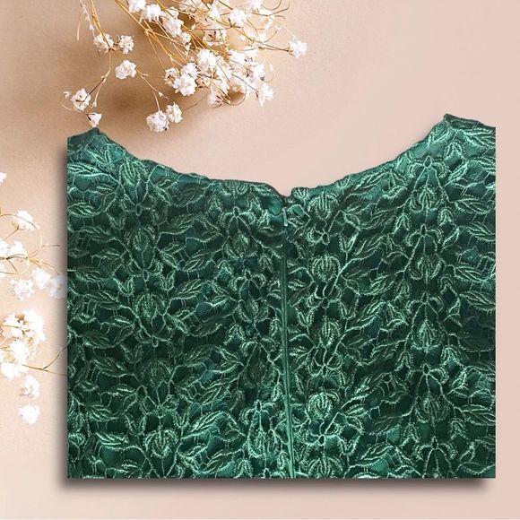 MONIDUE LHUILIER Dress Fit & Flare Emerald Lace Top Sleeveless MSRP 495 Size 20 - Picture 3 of 13